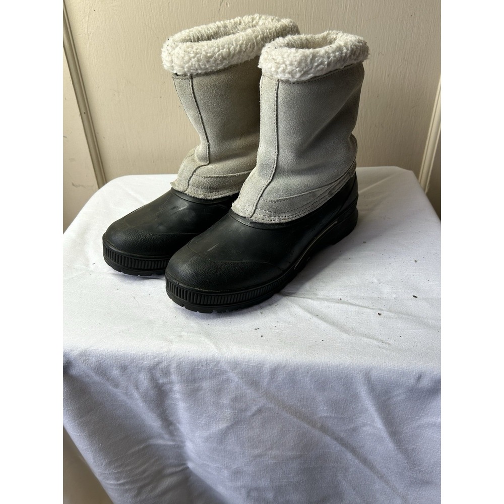 Polaris Snow Boots Thinsulate Leather  Fur Lined Top Zip Up Women's Size 9